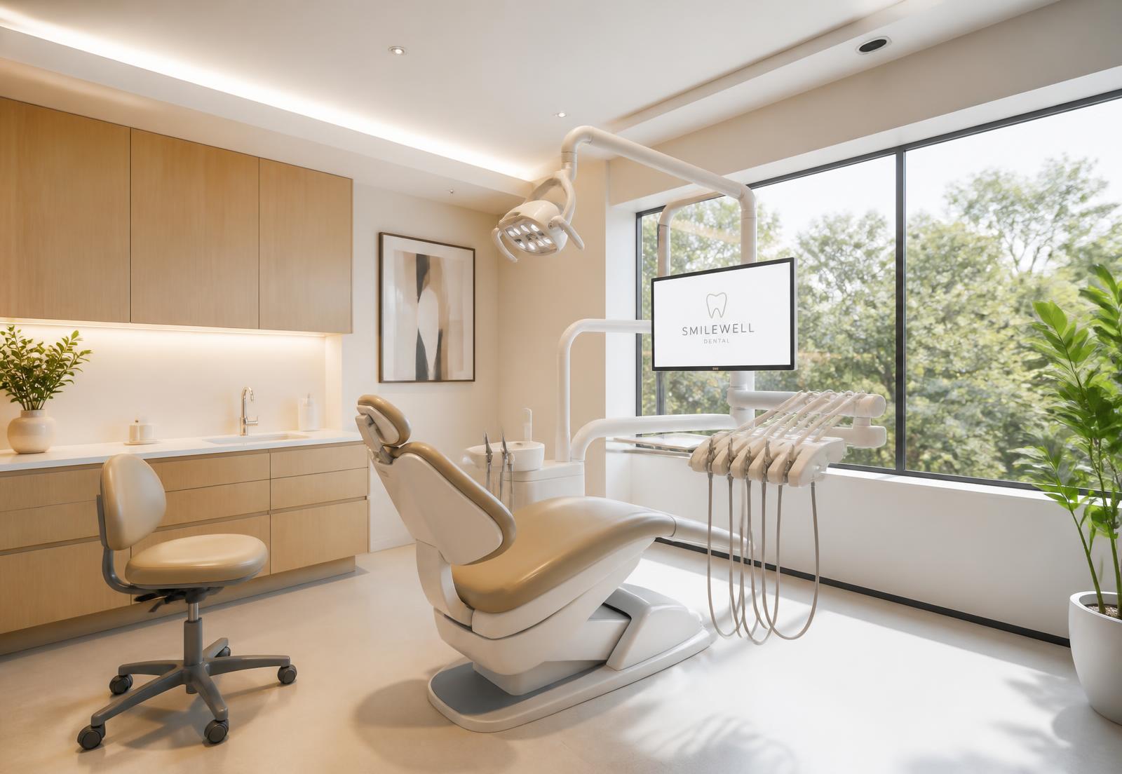Modernes, helles Behandlungszimmer mit natürlichem Licht